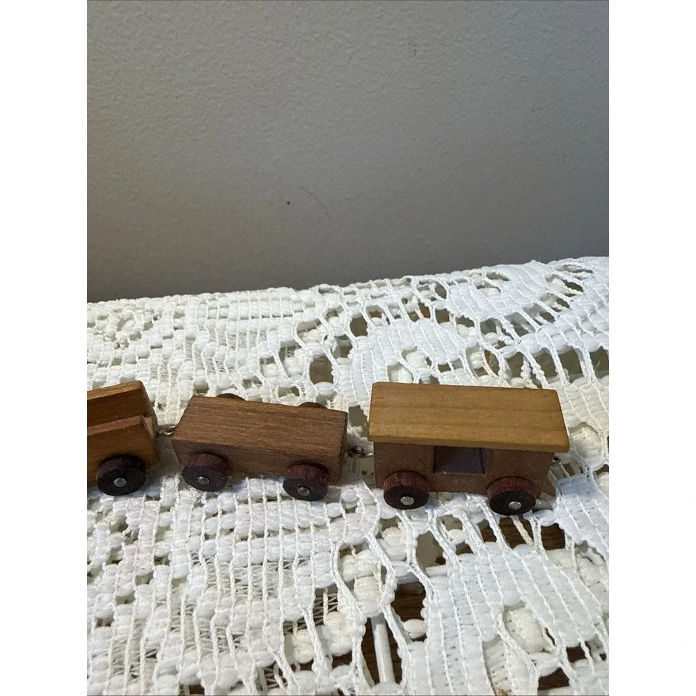 Vintage Loquai Small Wooden Toy Train Set 5 Piece West Germany Light